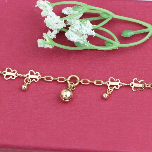 "Rose Gold Plated Charm Bracelet with Bell & Butterfly Accents, XPBL1111 - Picture 11 of 12